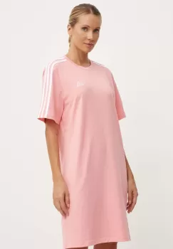 adidas rochie din bumbac Essentials culoarea roz, mini, drept, IY4242 imagine