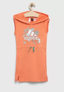 adidas rochie fete G SUM culoarea portocaliu, mini, drept imagine