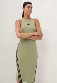 adidas rochie Future Icons culoarea verde, mini, drept, IW5303 imagine