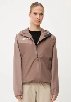 adidas TERREX geaca de ploaie Multi 2L Rain Jacket culoarea maro, JN0857 imagine