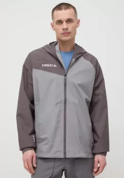 adidas TERREX geaca de ploaie Multi barbati, culoarea gri imagine
