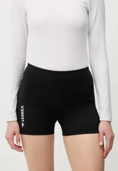 adidas TERREX pantaloni scurti culoarea negru, cu imprimeu, high waist, JF1261 imagine