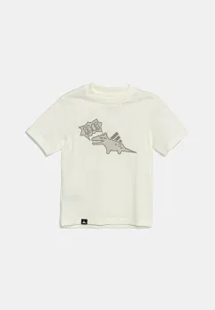 adidas tricou de bumbac pentru copii culoarea bej, cu imprimeu, JV5074 imagine