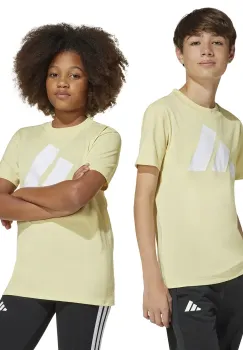 adidas tricou de bumbac pentru copii culoarea galben, cu imprimeu, JC9662 imagine