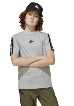 adidas tricou de bumbac pentru copii culoarea gri, melanj, JD6486 imagine