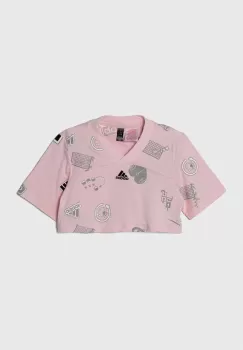 adidas tricou de bumbac pentru copii culoarea roz imagine