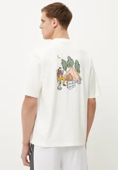 adidas tricou din bumbac 0 barbati, culoarea bej, cu imprimeu, JJ3971 imagine