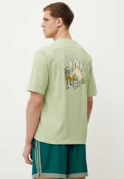 adidas tricou din bumbac 0 barbati, culoarea verde, cu imprimeu, JJ3970 imagine
