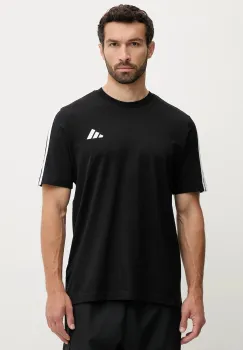 adidas tricou din bumbac 3-Stripes culoarea negru, cu imprimeu, JV6783 imagine