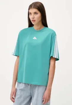 adidas tricou din bumbac 3-Stripes culoarea turcoaz, JX7626 imagine