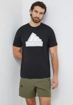 adidas tricou din bumbac barbati, culoarea negru, cu imprimeu imagine