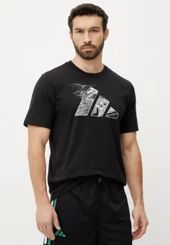 adidas tricou din bumbac barbati, culoarea negru, cu imprimeu, JI6788 imagine