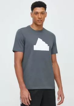 adidas tricou din bumbac barbati, culoarea verde, cu imprimeu imagine