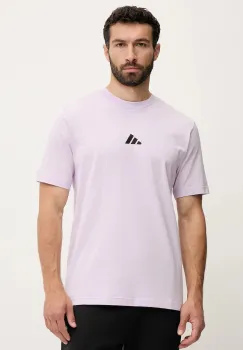 adidas tricou din bumbac Essential culoarea violet, cu imprimeu, JD1781 imagine