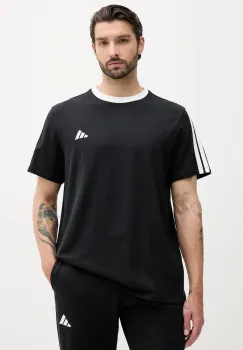 adidas tricou din bumbac Essentials 3-stripes culoarea negru, cu imprimeu, JV6762 imagine