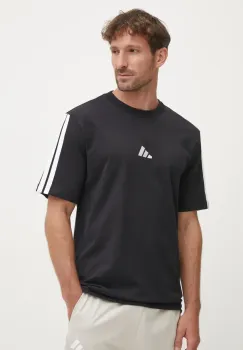adidas tricou din bumbac Essentials barbati, culoarea negru, cu imprimeu, JW1949 imagine