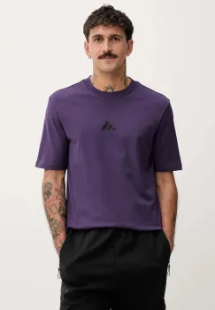 adidas tricou din bumbac Essentials culoarea violet, cu imprimeu, JW6232 imagine