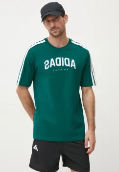 adidas tricou din bumbac M C COLLE Collegiate barbati, culoarea verde, cu imprimeu, JJ3869 imagine