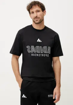 adidas tricou din bumbac M C HOT SPW T barbati, culoarea negru, cu imprimeu, JN7851 imagine