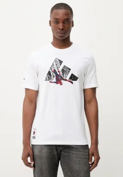 adidas tricou din bumbac Spiderman culoarea alb, cu imprimeu, JW8842 imagine