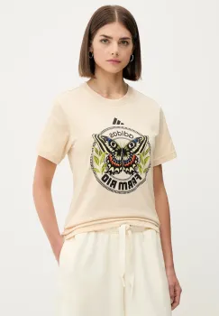 adidas tricou din bumbac x Farm Rio culoarea bej, JL8614 imagine
