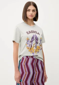 adidas tricou din bumbac x Farm Rio culoarea gri, JV8610 imagine