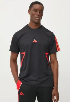 adidas tricou Tiro barbati, culoarea negru, cu imprimeu, JC8052 imagine