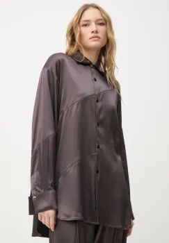 AERON camasa ABIGAIL femei, culoarea maro, cu guler clasic, relaxed, SH187558 imagine