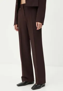 AERON pantaloni femei, culoarea maro, drept, high waist, PFPA267511 imagine