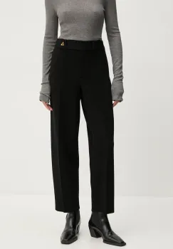 AERON pantaloni femei, culoarea negru, drept, high waist, CRPA203442 imagine