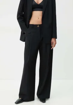 AERON pantaloni femei, culoarea negru, lat, high waist, CRPA249474 imagine