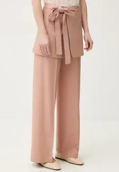 AERON pantaloni HURAA culoarea portocaliu, lat, high waist, PA330474 imagine