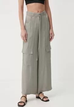 AERON pantaloni OPAL femei, culoarea gri, lat, high waist, AW24RSPA282475 imagine