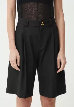 AERON pantaloni scurti SWAN femei, culoarea negru, neted, high waist, AW24RSST089474 imagine
