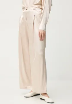 AERON pantaloni WELLEN femei, culoarea bej, lat, high waist, PA249558 imagine