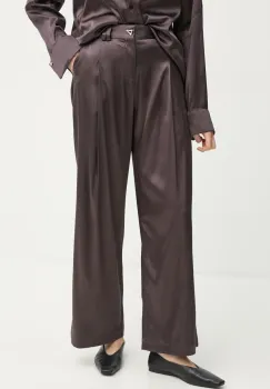 AERON pantaloni WELLEN femei, culoarea maro, lat, high waist, PA249558 imagine