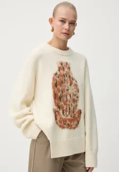 AERON pulover de lana femei, culoarea bej, PU278545 imagine