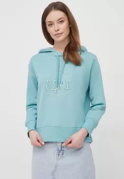 Aeronautica Militare bluza femei, culoarea verde, cu gluga, cu imprimeu imagine