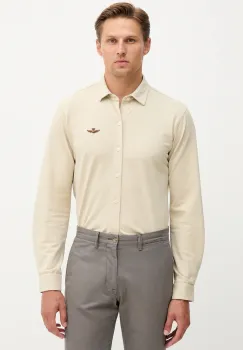 Aeronautica Militare camasa culoarea bej, cu guler clasic, regular, CA1265UP00342 imagine