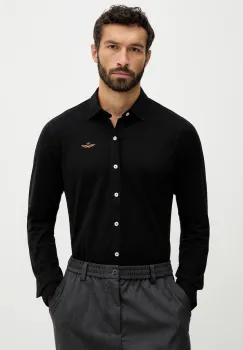 Aeronautica Militare camasa culoarea negru, cu guler clasic, regular, CA1265UP00342 imagine