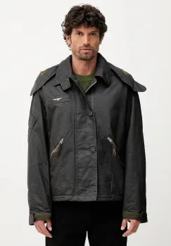 Aeronautica Militare geaca culoarea negru, de tranzitie, oversize, AB3019UCT04215 imagine