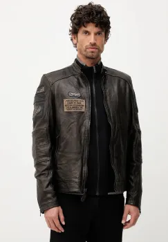 Aeronautica Militare geaca de piele culoarea maro, PN0962U100839 imagine
