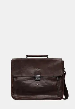 Aeronautica Militare geanta de piele culoarea maro, AM304 imagine