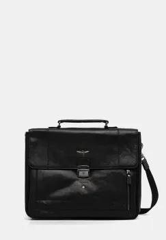 Aeronautica Militare geanta de piele culoarea negru, AM304 imagine