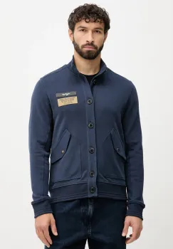 Aeronautica Militare hanorac de bumbac culoarea bleumarin, cu imprimeu, FE2072UF00669 imagine