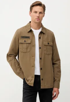 Aeronautica Militare jacheta de camasa din bumbac culoarea verde, de tranzitie, AC0036UCT04233 imagine