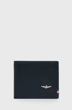 Aeronautica Militare portofel de piele barbati, culoarea albastru marin imagine