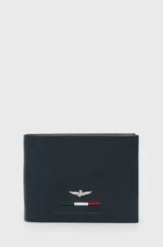 Aeronautica Militare portofel de piele barbati, culoarea albastru marin imagine