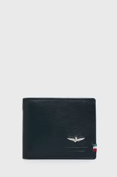 Aeronautica Militare portofel de piele barbati, culoarea albastru marin imagine