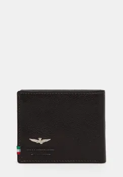 Aeronautica Militare portofel de piele barbati, culoarea maro imagine